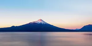Images Dated 23rd April 2018: Osorno Volcano and Llanquihue Lake at sunset, Llanquihue Province, Los Lagos Region