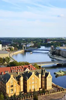 Lower Silesia Prints: The Ostrow Tumski district (Cathedral island) and the Oder river. Wroclaw, Poland