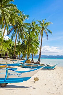 Aklan Province Gallery: Otrigger bangka boats on Diniwid Beach, Boracay Island, Aklan Province, Western Visayas