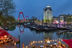 Netherlands Collection: Oude Haven Old Port at Twilight, Holland, Rotterdam, Netherlands