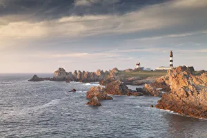 Ouessant island, Brittany, France. The last sun rays illuminated the Creac h