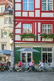 City Center Prints: Outdoor cafe in the old town, St. Gallen, Canton of St. Gallen, Switzerland