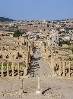 Oval Plaza, elevated view, Jerash, Jerash Governorate, Jordan