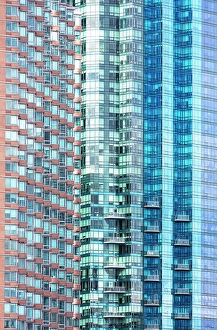 Jersey City Prints: Detail of overlapping modern office buildings, Jersey City, New Jersey, USA