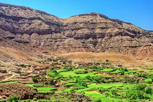 Hillsides Prints: Overlooking the town of Agouim or Agwem, Agouime, High Atlas, Morocco