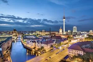 Illumination Gallery: Overview, Berlin Dom, Spree River and Television tower, Berlin, Germany
