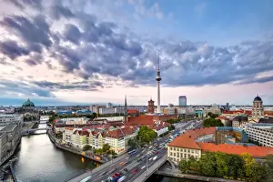Overview, Berlin Dom, Spree River and Television tower, Berlin, Germany