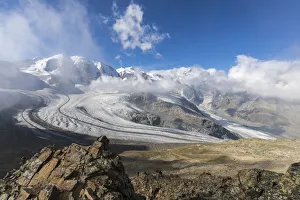 Bernina Range Prints: Overview of the Diavolezza and Pers glaciers, St. Moritz, canton of Graubunden, Engadine