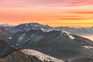 Overviewed of Resegone, Monte Rai and Cornizzolo peaks from Bollettone Mount and colourful