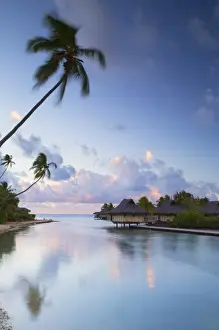 Overwater bungalows of Intercontinental Mo orea Resort, Hauru Point, Moorea, Society Islands