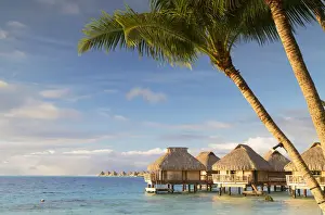 Leeward Islands Prints: Overwater bungalows of Le Maitai Hotel and Intercontinental Bora Bora Le Moana Resort