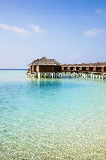 Overwater bungalows in a resort, maldives
