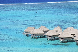 Overwater bungalows of Sofitel Hotel, Moorea, Society Islands, French Polynesia (PR)
