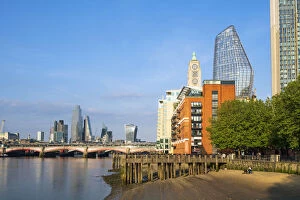 Images Dated 4th June 2020: Oxo Tower, Blackfriars bridge and the city, London, England, UK