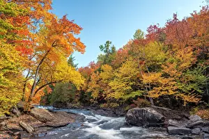 Flowing Prints: Oxtongue River in Autumn near Dwight, Ontario, Canada