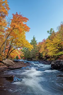 Flowing Prints: Oxtongue River in Autumn near Dwight, Ontario, Canada