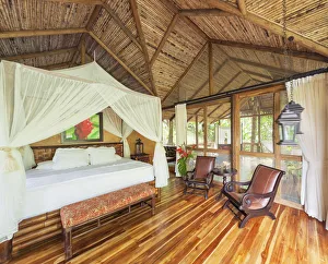 Ecotourism Prints: Pacuare river Eco lodge room interior, Costa Rica, Central America