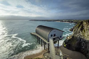 Padstow Prints: Padstow Lifeboat Station, Mother Ivys Bay, Cornwall, England, UK