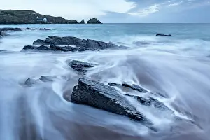 Padstow Prints: Padstow Lifeboat Station across the wave washed shores of Mother Iveys Bay