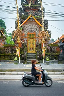 Moped Prints: Paduraksa (kori) gateway at a typical Balinese Hindu temple, Mengwi, Bali, Indonesia