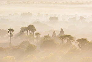 Ballooning Prints: Pagodas from the air at sunrise, Bagan, Myanmar