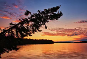 Paint Lake Prints: Paint Lake. Sunset. Paint Lake Provincial Park, Manitoba, Canada