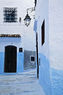 Chefchaouen Gallery: Painted blue street and steps, Chefchaouen, Morocco