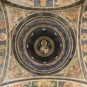 The painted ceiling of Stavropoleos Monastery and Church, Bucharest, Romania