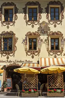 Wolfgangsee Prints: Painted facade of a building in St. Wolfgang im Salzkammergut, Upper Austria, Austria