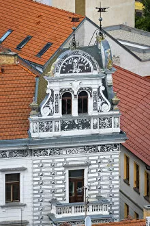 Dwelling Gallery: Painted facade of house, Pisek, South Bohemian Region, Czech Republic
