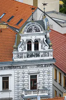 Rooftop Prints: Painted facade of house, Pisek, South Bohemian Region, Czech Republic