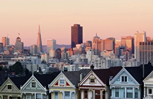 Califormia Prints: The Painted Ladies with downtown San Francisco in the distance