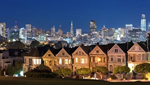 San Francisco Prints: The Painted Ladies with downtown San Francisco in the distance