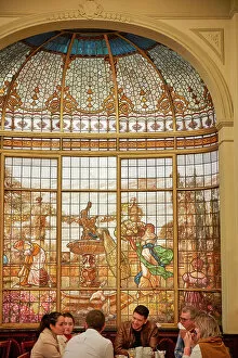 Images Dated 8th November 2022: A painted vitreaux (Stained glass) inside the Notable Bar 'Cafe Las Violetas' (Spanish)