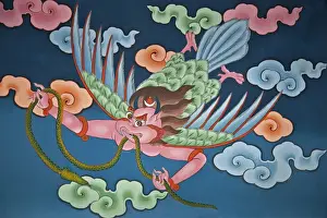 Bhutan Prints: A painting of Garuda by students at the National Institute for Zorig Chusum the school of thirteen arts and crafts