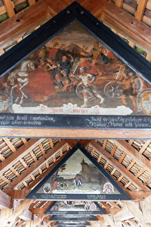 Lucerne Prints: Paintings on ceiling of Chapel Bridge, Lucerne, Switzerland