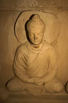 Images Dated 17th April 2008: Pakistan, Punjab, Taxila (Unesco World Heritage Site), Julian temple, Buddhist Carvings