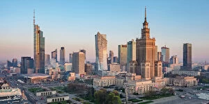 Q2 2023 Collection: Palace of Culture and Science and City Centre Skyline at sunrise, elevated view, Warsaw