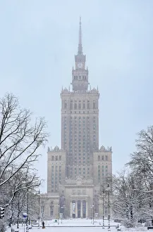 Palace of Culture and Science, winter, Warsaw, Masovian Voivodeship, Poland