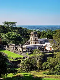 The Palace, elevated view, Palenque Archaeological Site, Palenque, Chiapas State, Mexico
