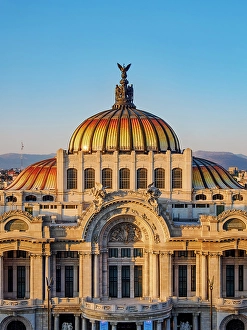 Art Nouveau Prints: Palacio de Bellas Artes at sunset, elevated view, Mexico City, Mexico