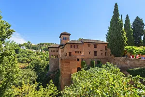 Generalife Prints: Palacio del Partal with Generalife, Alhambra, UNESCO World Heritage Site, Granada