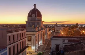 Jose Marti Prints: Palacio de Gobierno at dusk, Jose Marti, Park, Cienfuegos, Cienfuegos Province, Cuba