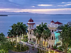 Moorish Prints: Palacio de Valle at dawn, elevated view, Cienfuegos, Cienfuegos Province, Cuba