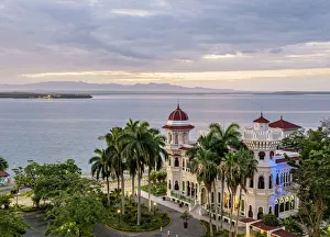 Palacio de Valle at dawn, elevated view, Cienfuegos, Cienfuegos Province, Cuba