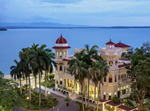Palacio de Valle at dusk, elevated view, Cienfuegos, Cienfuegos Province, Cuba
