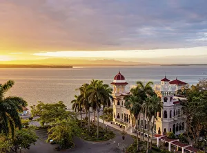 Neo Gothic Prints: Palacio de Valle at sunrise, elevated view, Cienfuegos, Cienfuegos Province, Cuba