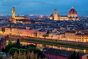 Firenze Prints: Palazzo Vecchio and Duomo, Florence, Tuscany, Italy