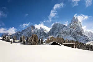 Pale di San Martino mountains, View of Passo Rolle, San Martino di Castrozza village