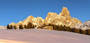 Passo Rolle Prints: Pale di San Martino at sunrise, Passo Rolle, San Martino di Castrozza village, Trento